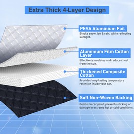 Car Windscreen Cover 145×115cm – All Seasons Windshield Protector, Winter Frost & Snow Protector, Summer Sun UV Shield, Heavy Duty Thick Waterproof Windshield Screen Cover, Universal Fit for Most Cars