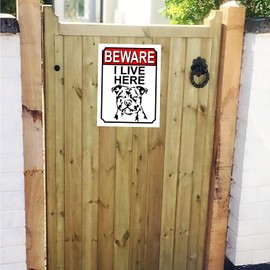 Shawprint BEWARE I LIVE HERE METAL GATE SIGN DOG 200MM X 150MM (1508H1)