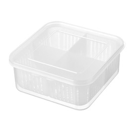 Greensen Food Storage Container, Freezer Container, Storage Box with 4 Compartments, Reusable Food Container for Onions, Ginger and Garlic, 16.5 x 15.5 x 7 cm