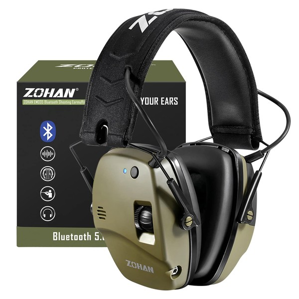ZOHAN 035 Bluetooth 5.4 Shooting Ear Protection Earmuff, Active Noise Canceling, Hearing Protection with Sound Amplification