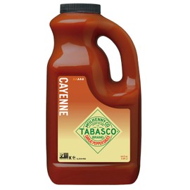 TABASCO Brand Cayenne Garlic Pepper Sauce, Mild Hot Sauce, Bulk Plastic Jug, Smoky & Zesty Blend with Savory Garlic, Perfect for Large Recipes, Great for Italian Dishes & More, 64 Fl Oz (Pack of 1)