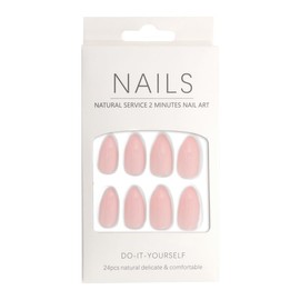 Press-On - Nails Shiny Baby Pink Almond 24pcs