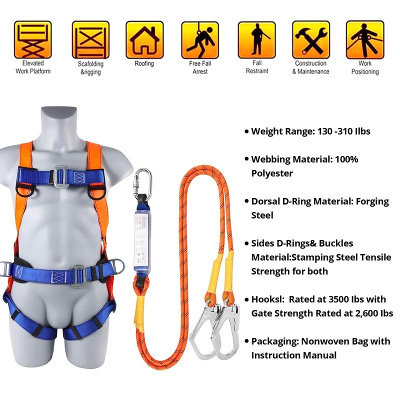 TT TRSMIMA Safety Harness Fall Protection Kit: Full Body Roofing