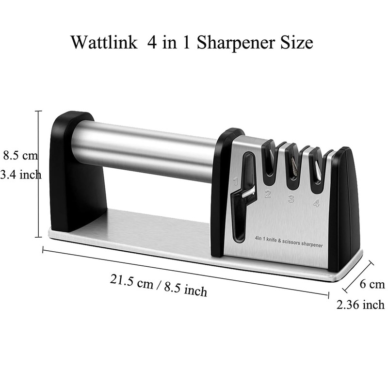 4-in-1 Professional Knife and Scissors Sharpener, Manual Kitchen Sharpening Tool,
