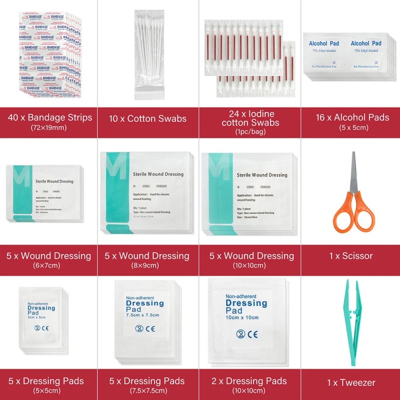 LotFancy 134PCS First Aid Kit Bag Multi Purpose Emergency Survival