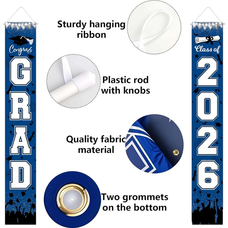 Graduation Decorations Blue White 2026/Blue Graduation Party Decorations/Congrats Grad Porch