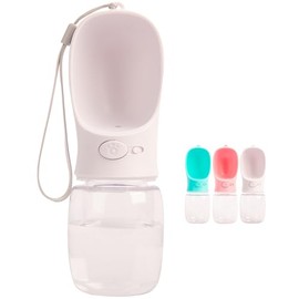 Botella de agua portátil para perros de 350 ml, botella de agua con alimentador para perros, dispensador de agua para perros, para caminar, senderismo y viajes (blanco)