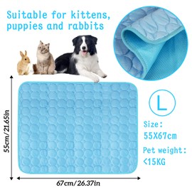 Dog Cooling Mat Self-Cooling 70 x 55 cm Cooling Mat Dog Blue Cooling Mat for Dogs Size L Cooling Mat for Cats Cats Washable Pet Cooling Mat for Home On the Go or in the Car