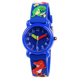 Venhoo Kids Watches 3D Cute Cartoon Waterproof Silicone Children Wrist Watches for Boys Little Child-Blue Dinosaur