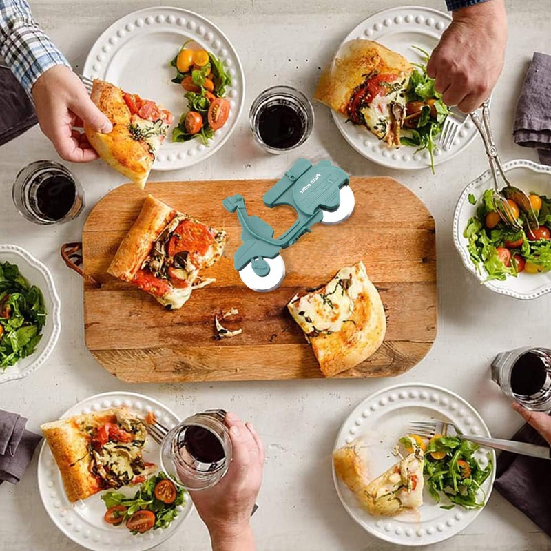 KASESSS Motorcycle Pizza Cutter, Funny Stainless Steel Plastic Pizza Roller,