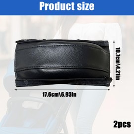 2Pcs Pushchair Handle Covers,PU Leather Pram Handle Cover,Pram Handle Cover,for Most Strollers (Black)