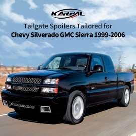 KARPAL Tailgate Molding Spoiler Cap Top Protector Trim Compatible with 1999-2006 Chevy Silverado GMC Sierra, Replacement GM1909101, 15932249 (No Screws)