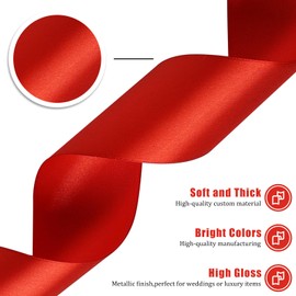 GXFCING Satin Ribbon, Red, 50 mm, 46 Metres, Gift Ribbon, Wide Ribbon, Red Fabric Ribbon, Decorative Ribbon for Gift Wrapping, Christening, Birthday, Wedding, Christmas