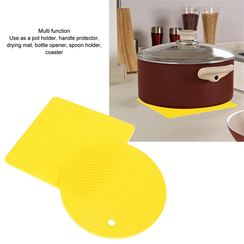 5Pcs Silicone Trivet Mat Square Round Honeycomb Hot Pad Non