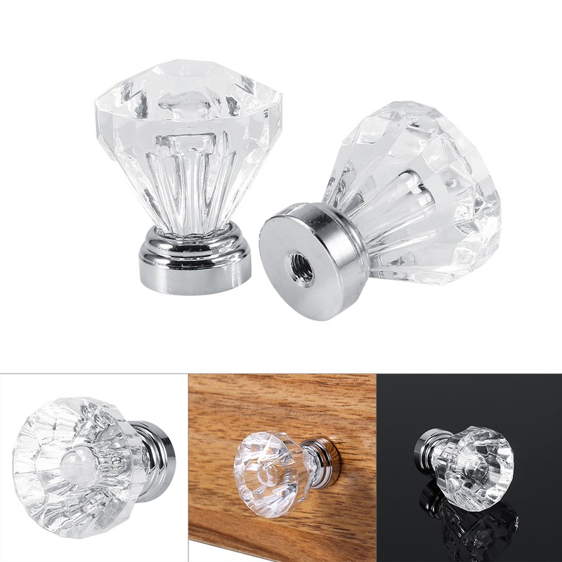 16PCS 25mm Diamond Shape Acrylic Knobs Furniture Drawer Cabinet Cupboard