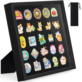 TJ.MOREE Pin Display Frame, 11x11 Shadow Box Display Case for Enamel Pin Military Badges Medals Tags Patches