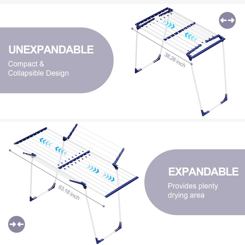 APEXCHASER Clothes Drying Rack, Foldable Gullwing Laundry Rack for Indoor