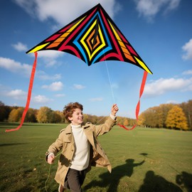 Kite for Kids and Adults: Large 60x28 Inch Easy Fly Delta Kite - Durable & Stable
