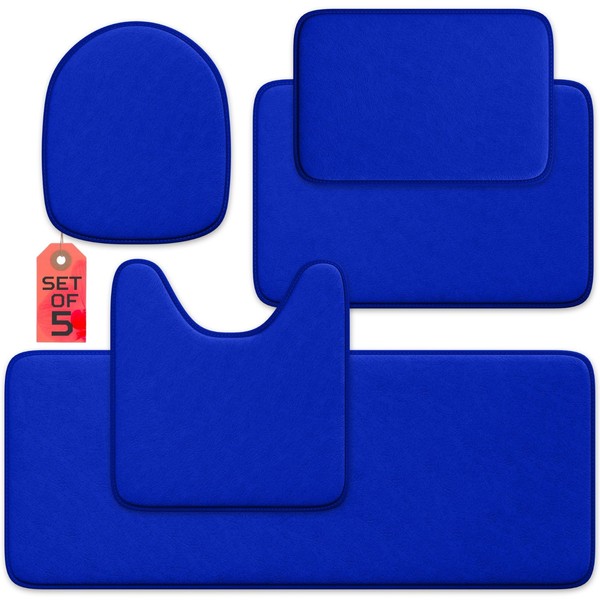 Elvoki Luxury Bathroom Rugs Set 5 Piece - Memory Foam