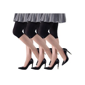 On the Go Women’s Capri Tights - Black 40 Denier Calf Length Opaque with Comfort Waistband (2 Pair Pack, Black, Size M)