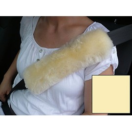 Sheepskin Seat Belt Strap Covers color natural