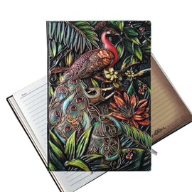 KISWIAR Embossed Leather Journal Writing Notebook, Antique Peacock Leather Journal Notebook Writing Notebook A5 Decoration Book Retro Hardcover Diary for Women Men Gifts