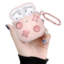 Funda para Airpods 2 y 1 generacion Case Uso Rudo Carcasa Diseño de Juegos con Llavero Compatible con Carga Inalámbrica YXJ (Rosa)