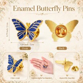 Liliaafar 25 Sets Funeral Favors for Guest Bulk Memorial Butterfly Pins Brooches Celebration of Life Decoration Memorial Gift(Blue)