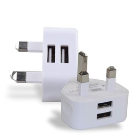 Dual USB Plug Charger, 12W Double Ports Phone USB Charging UK Plugs 2.4Amp Wall Adapter High Speed Mains Charge Head for 14 13 12 11 Pro Max/Xs/XS Max/XR/X/8/7/6/Plus etc (2x)