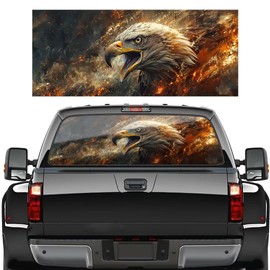 Eagle Wallpaper Rear Window Decals for Trucks,Car Window Back Sticker Eagle Decals for Men,Car Decoration See-Through Vinyl Sticker Decal 66in x 20in