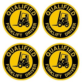Qualified Forklift Driver Hard Hat Hardhat Decal Sticker Placard 2"W X 2"H - Sold in Package of 4
