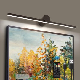 ZitoStory Battery Operated Picture Light for Wall with Remote,Minimalism Wireless Dimmable Art Lights for Paintings Rechargeable Gallery Light Artwork Lighting for Canvas, Portrait (Black,23'' Inch)