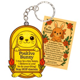 Rusaten Positive Bunny Keychain Inspirational Gifts For Women Men, Positive Bunny Gifts For Women, Birthday Valentine Emotional Support Gift For Teacher, Mom, Dad, Daughter, Friend, Coworker
