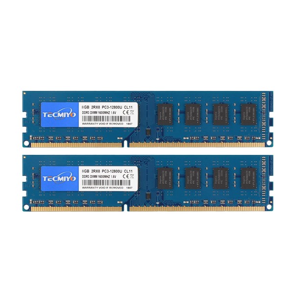 TECMIYO 2 x 8GB DDR3-1600 PC3-12800U UDIMM Memory for Desktop PC 16GB 240Pin Voltage 1.5V