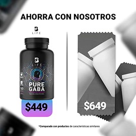 Gaba 500mg de 180 Cápsulas. Ingredientes naturales: Ácido Gamma Aminobutírico. Pure Gaba B Life.