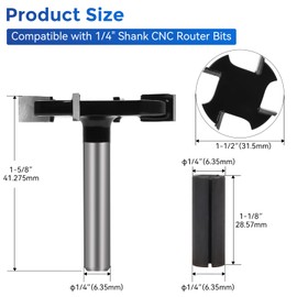 CNC Spoilboard Surfacing Router Bit 1/4 Inch Shank 4 Teeth Flattening Router Bit Extra Large 1-1/2 Inch Cutting Diameter Slab Flattening with Collet for Woodworking Tools