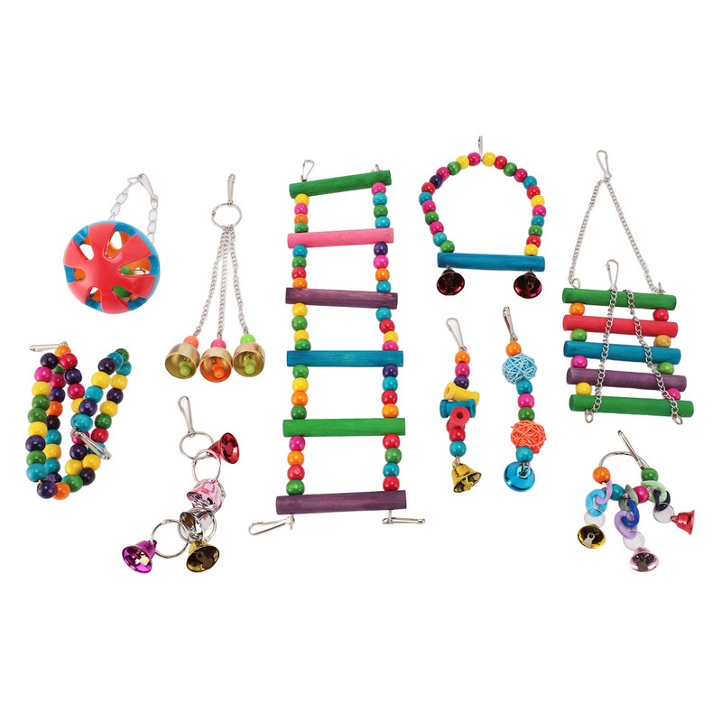 Bird Toy Set Colorful Boredom Relief Chewing Climbing Parrot Swing