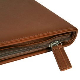 Onvaya® A4 Conference Folder, Black/Brown/Cognac, Files Folder, Business Folder, Writing Folder with Pad, Durable Artificial Leather Portfolio Folder, Metal Plate for Engraving, Document Folder
