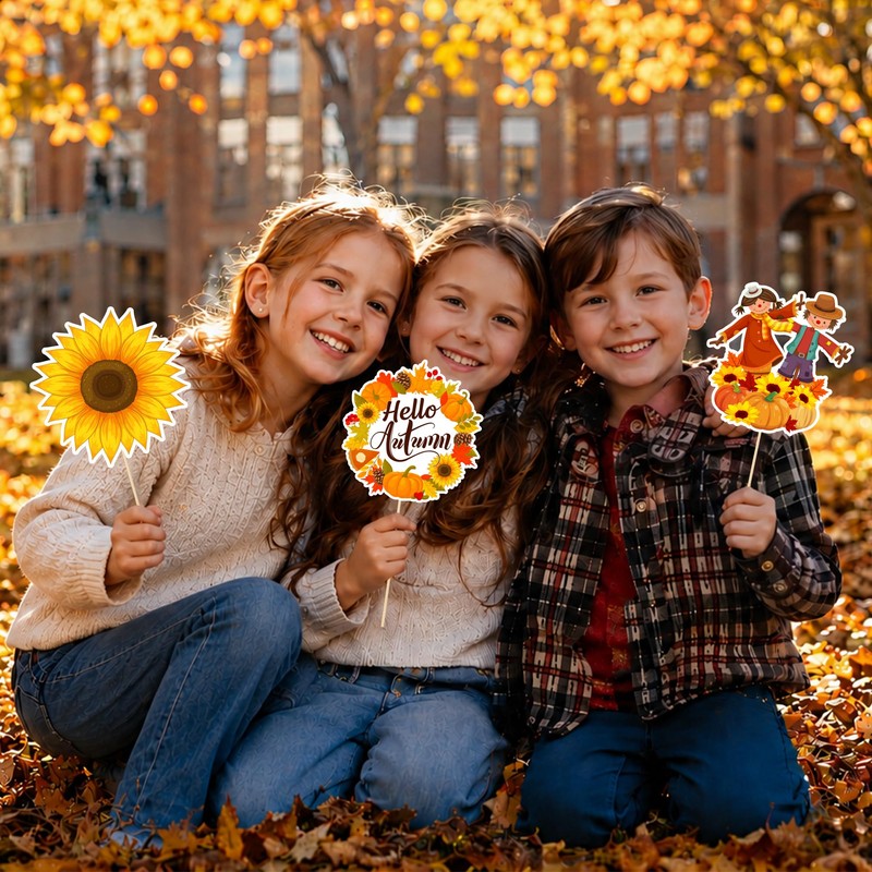39Pcs Fall Photo Booth Props, Fall Festival Decorations, Pumpkin Frame