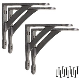 EDUWURXS Industrial Cast Iron Penny Gallow Shelving Brackets Pack of 4 4x4 Heavy Duty Wall Brackets for Shelves, Kitchen Shelves, Living Room, Additional