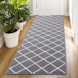 Finchitty Indoor Door Mat, Dirt Resistant and Absorbent, Low-Profile, Non-Slip, Washable Inside Floor Mats for Front Door, Back, and Entrance, 70" x 23", Grey