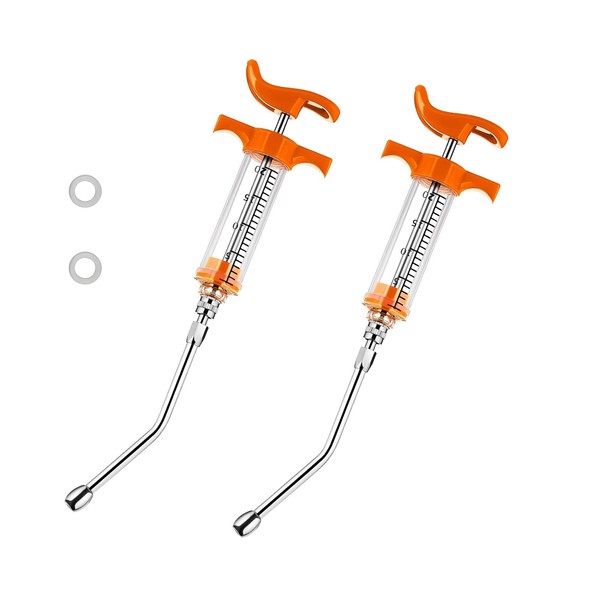2 Set Feeding Syringe with 2 Drench Nozzle, Adjustable Dosage,