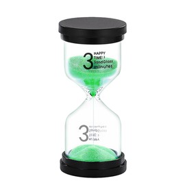 3 Minute Sand Timer for Classroom, Plastic Hourglass Sand Clock, Acrylic Small Hour Glass Sandglass for Kids, Game, Desk Office Decoration (Green)