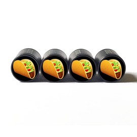 Taco Tire Valve Caps - Black Aluminum - Set of Four
