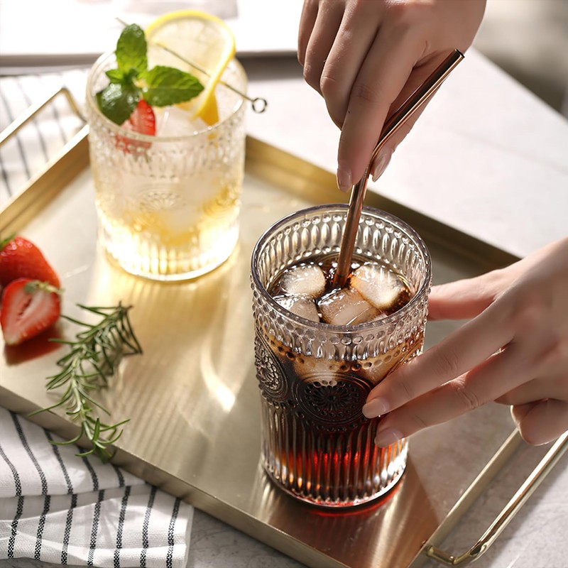 Kingrol 6 Pack 12 oz Romantic Water Glasses, Premium Drinking