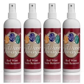 Wine Away Red Wine Stain Remover - Perfect Fabric, Upholstery and Carpet Cleaner Spray Solution - Effectively Removes Blood, Coffee, and Pet Stains - Fresh Citrus Scent - 12oz (Set of 4 bottles)