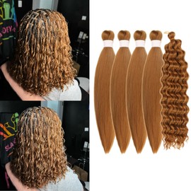 Honey Blonde Curly Braiding Hair for Bob Boho Braids Short Deep Wave 27# Boho Braids Crochet Hair for Braiding