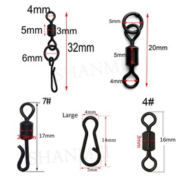 JSHANMEI Carp Fishing Swivel Snaps Kit Matte Black Quick Change Swivels Rolling Ring Swivels Clips Snaps Speed Links Terminal Carp Tackle Set (100pcs/box)