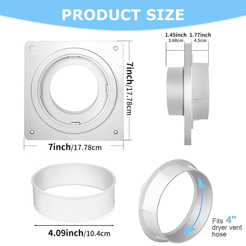 Dryer Vent Connector Kit,Dryer Vent Wall Plate for 4 inch