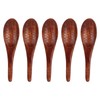 5pcs Wooden Spoon Fish Shaped Hand Carved Old Paint Color